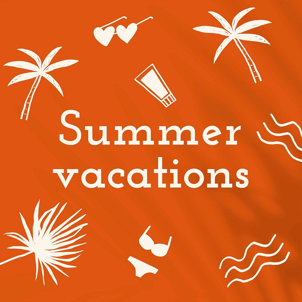 Summer vacation editable template vector in orange social media post
