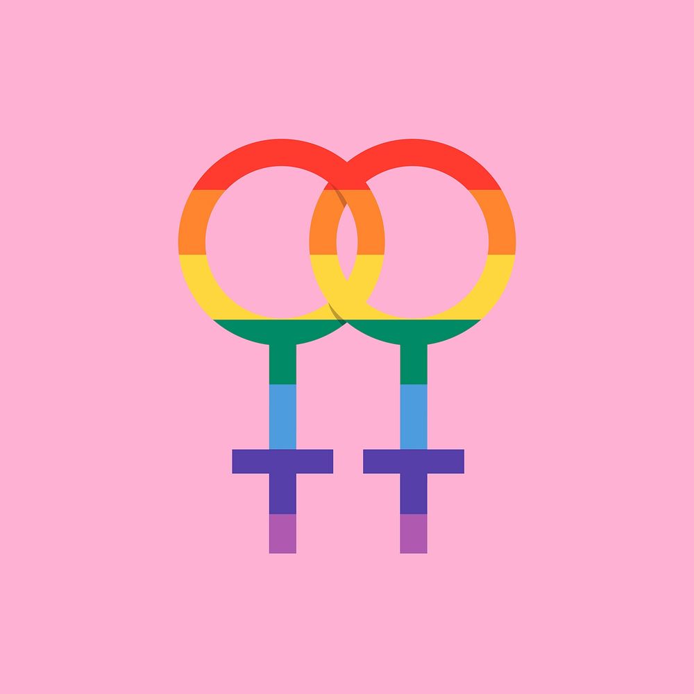 Lesbian symbol vector icon sticker flat design