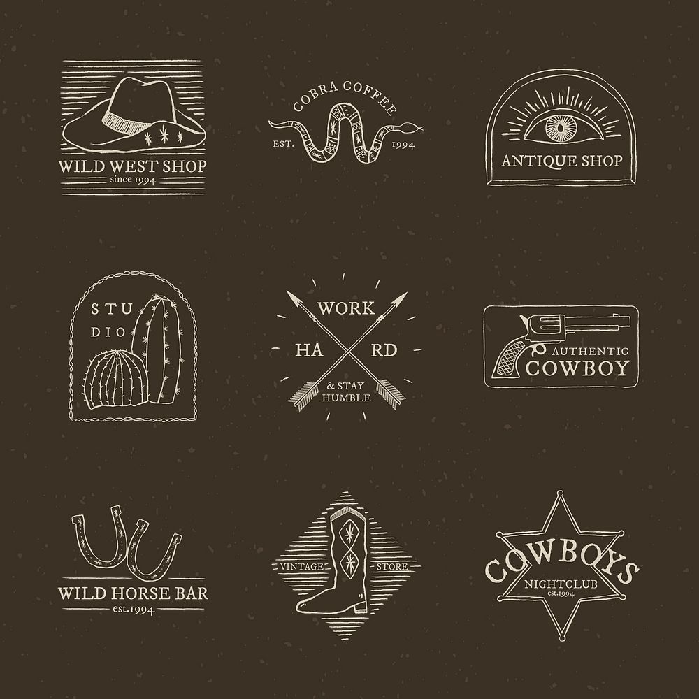 Cowboy themed logo vector collection