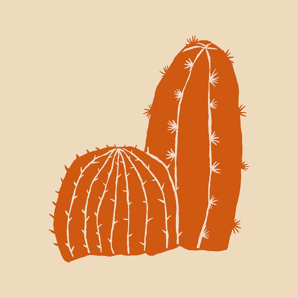 Doodle cactus logo vector in orange