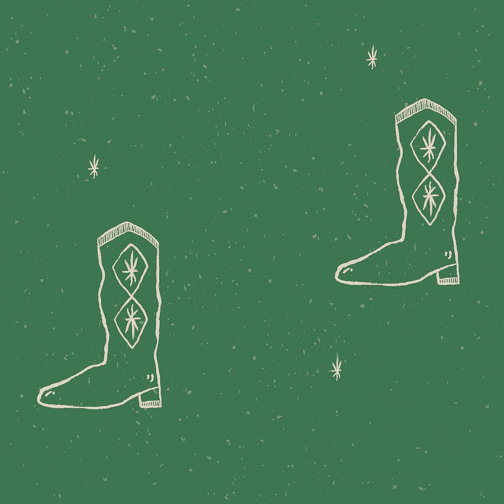 Cute cowboy boots background vector in rodeo theme