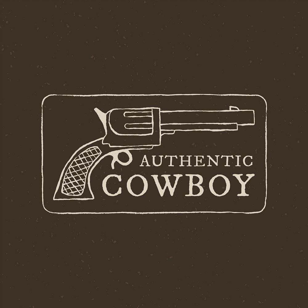 Gun logo vector in dark gray editable text, authentic cowboy