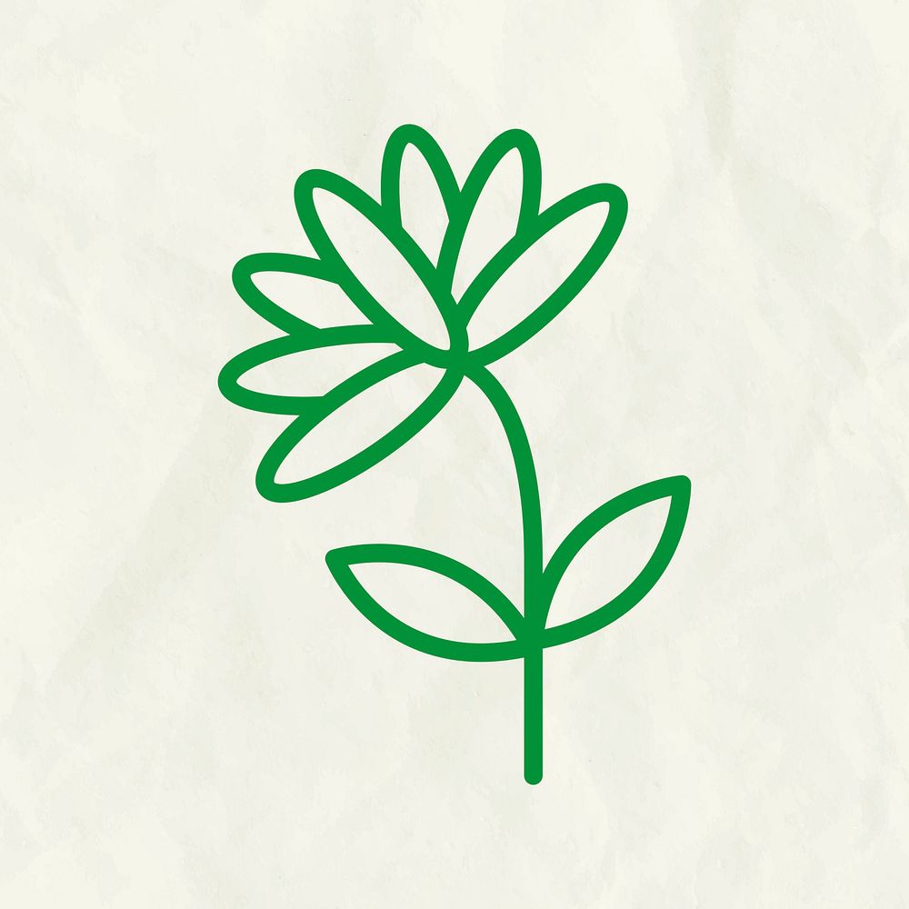 Flower line icon vector in green tone