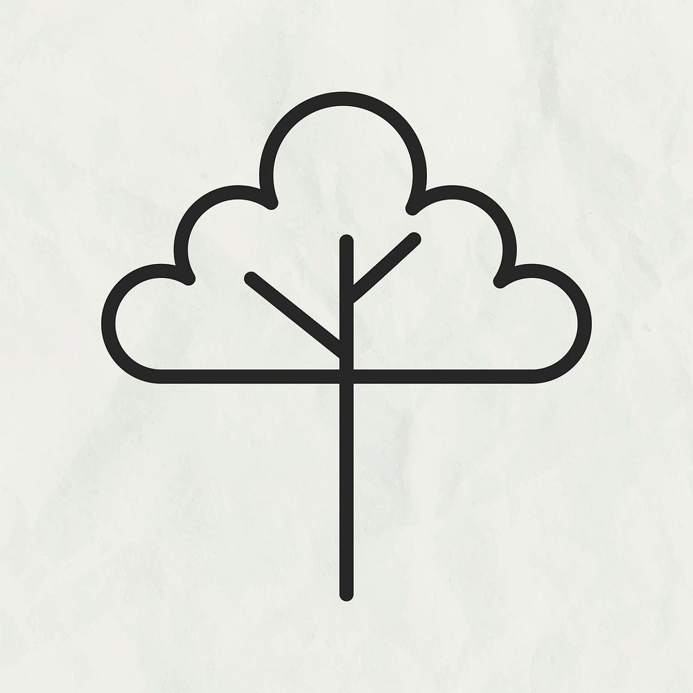 Tree line icon vector in black tone