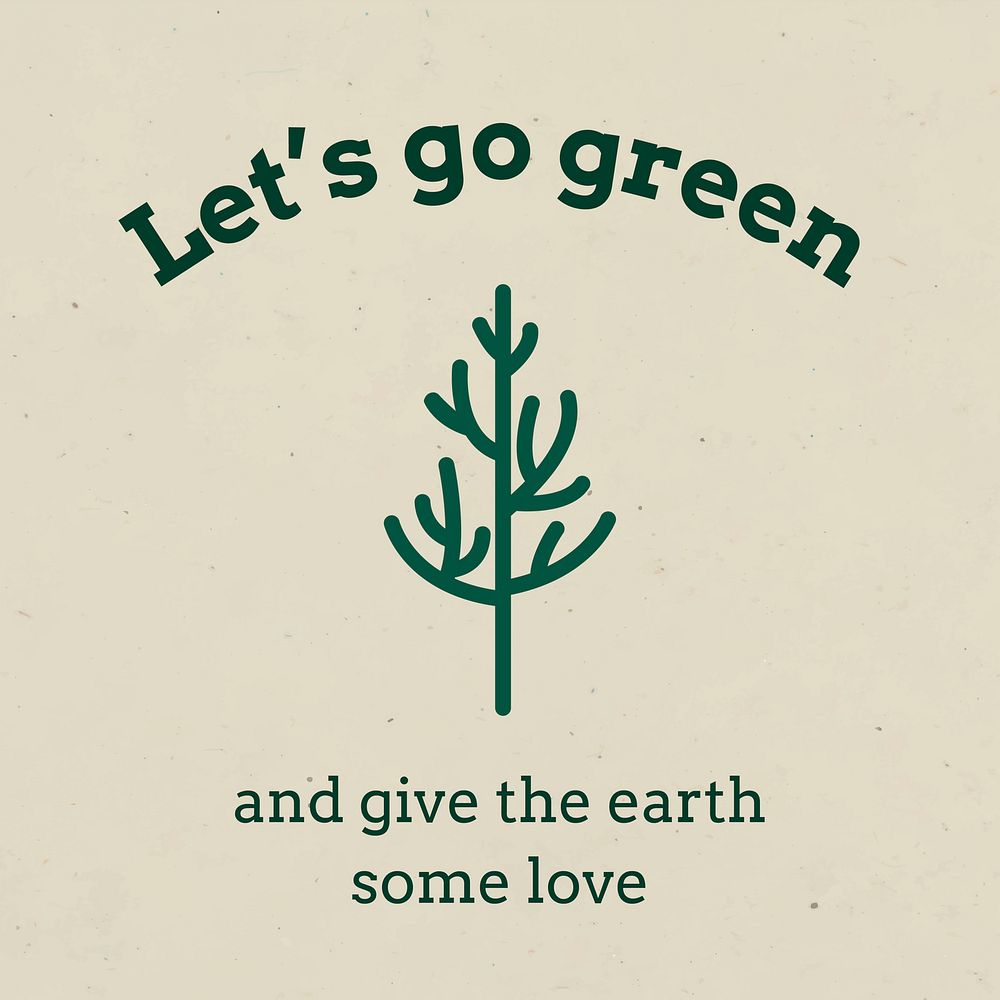 Eco social media template vector with let's go green text in earth tone