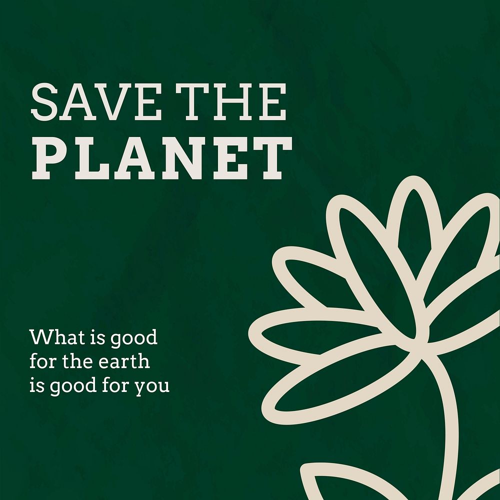 Eco social media template vector with save the planet text in earth tone