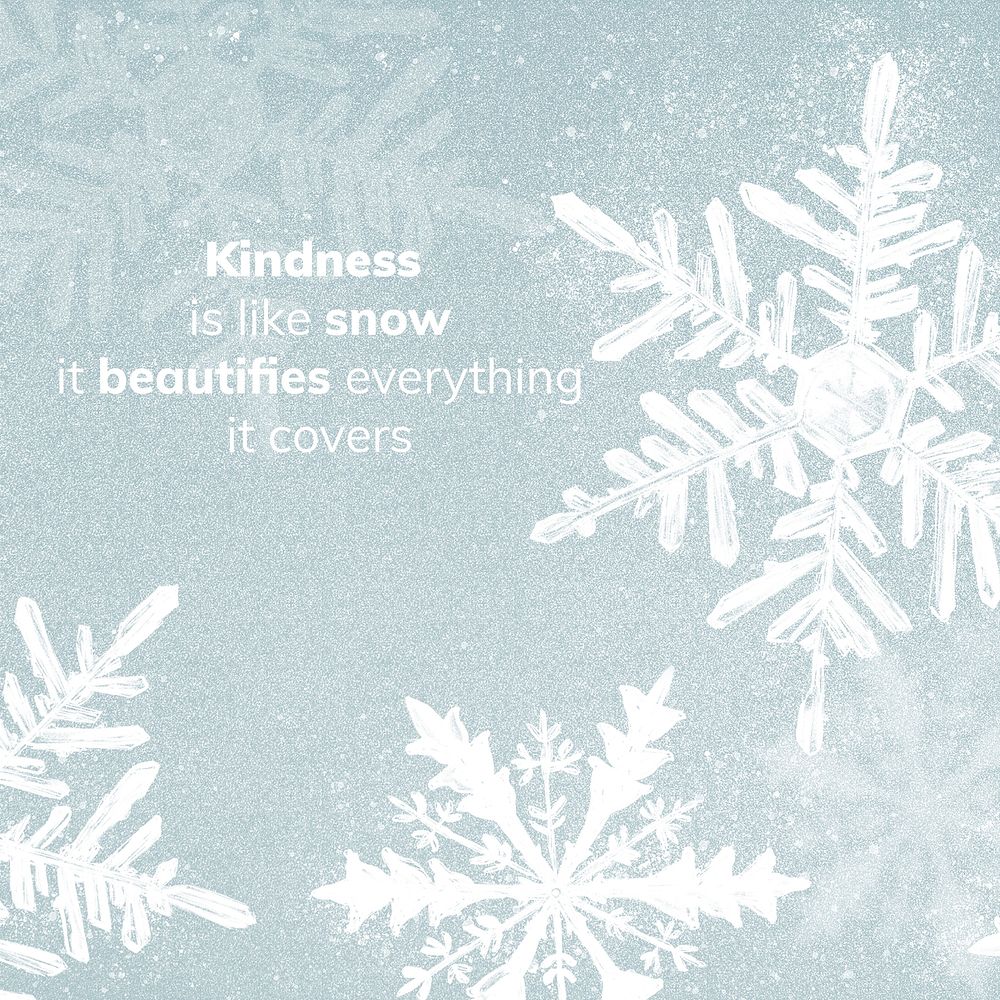 Winter social media template psd in blue with snowflakes and editable quote