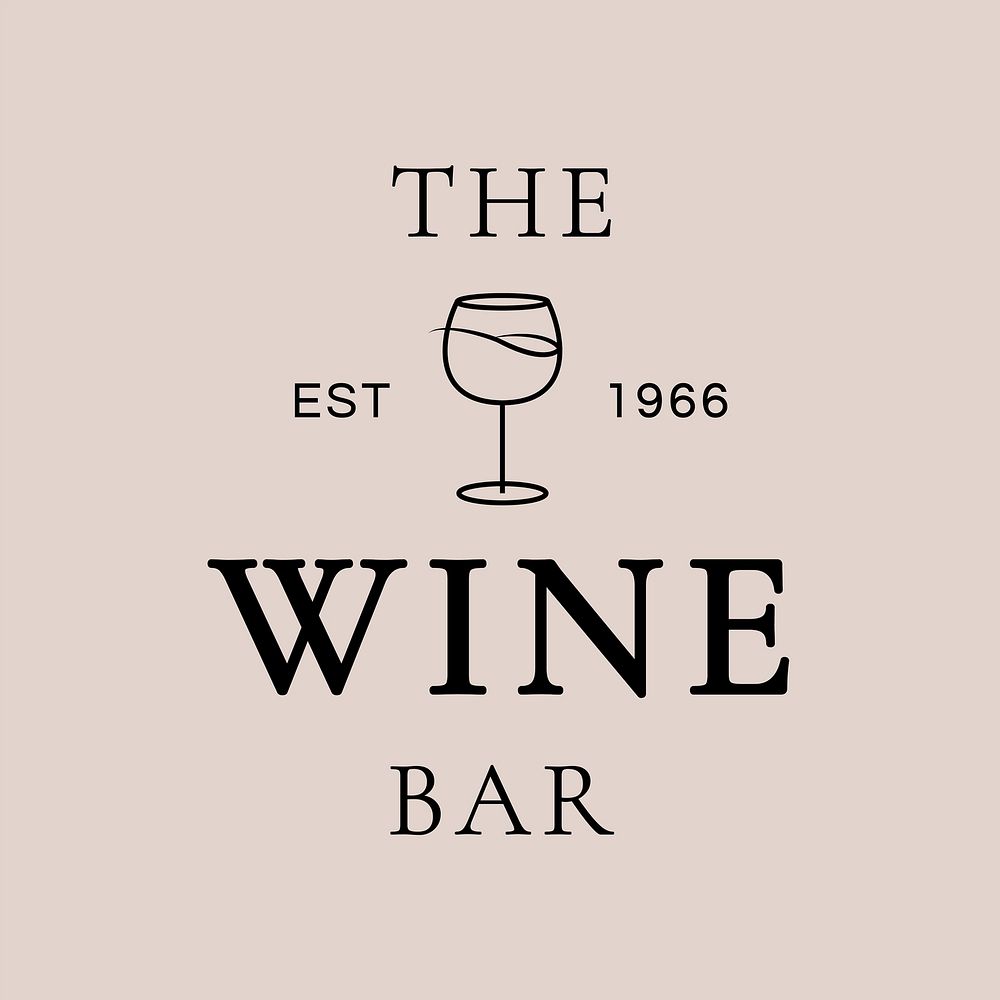 Wine bar logo template vector with minimal wine glass illustration