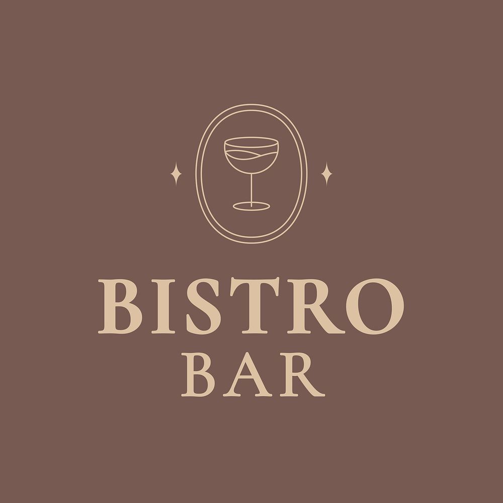Bistro bar logo template vector with minimal cocktail glass illustration