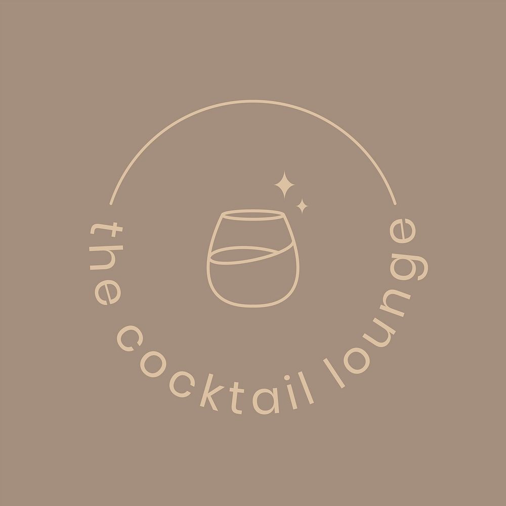 Cocktail lounge logo template vector with minimal cocktail glass illustration