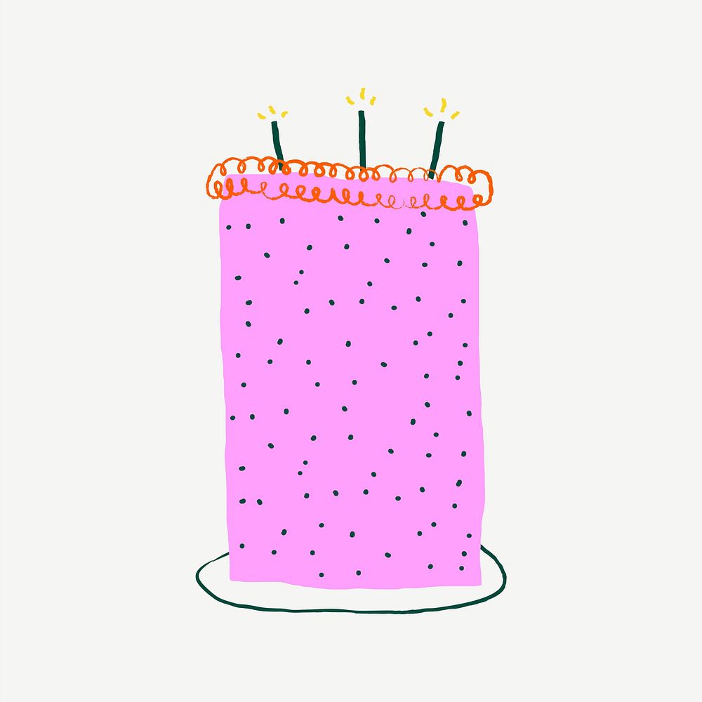 Birthday cake celebration sticker psd cute doodle