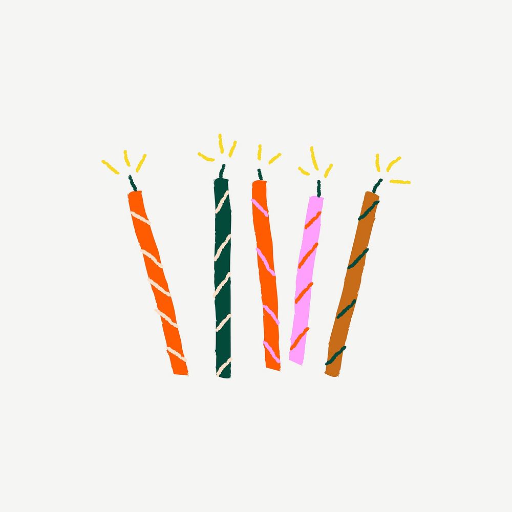 Birthday candles celebration sticker vector cute doodle