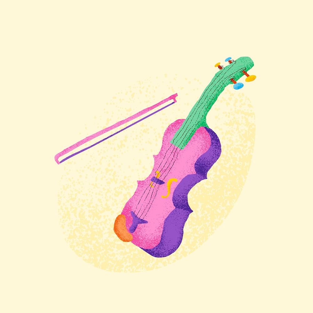 Pink violin sticker vector musical instrument illustration