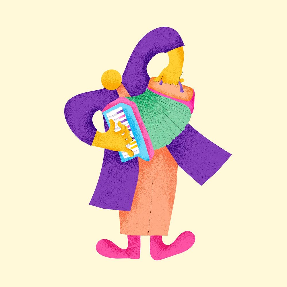 Accordionist sticker vector colorful musician illustration