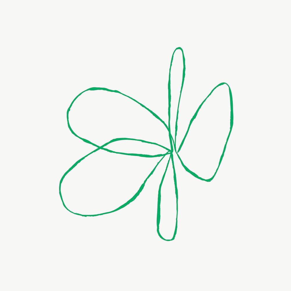 Green flower vector cute doodle illustration