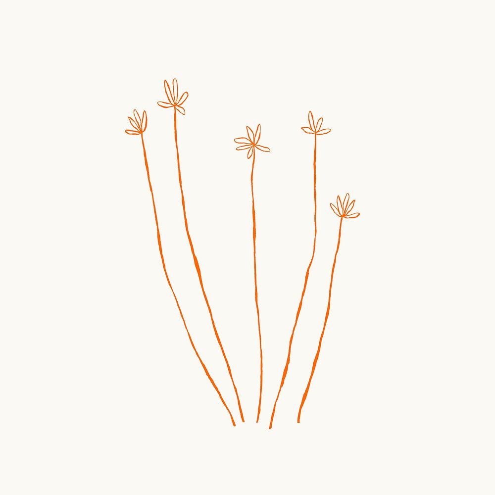 Red flower branch vector aesthetic doodle illustration