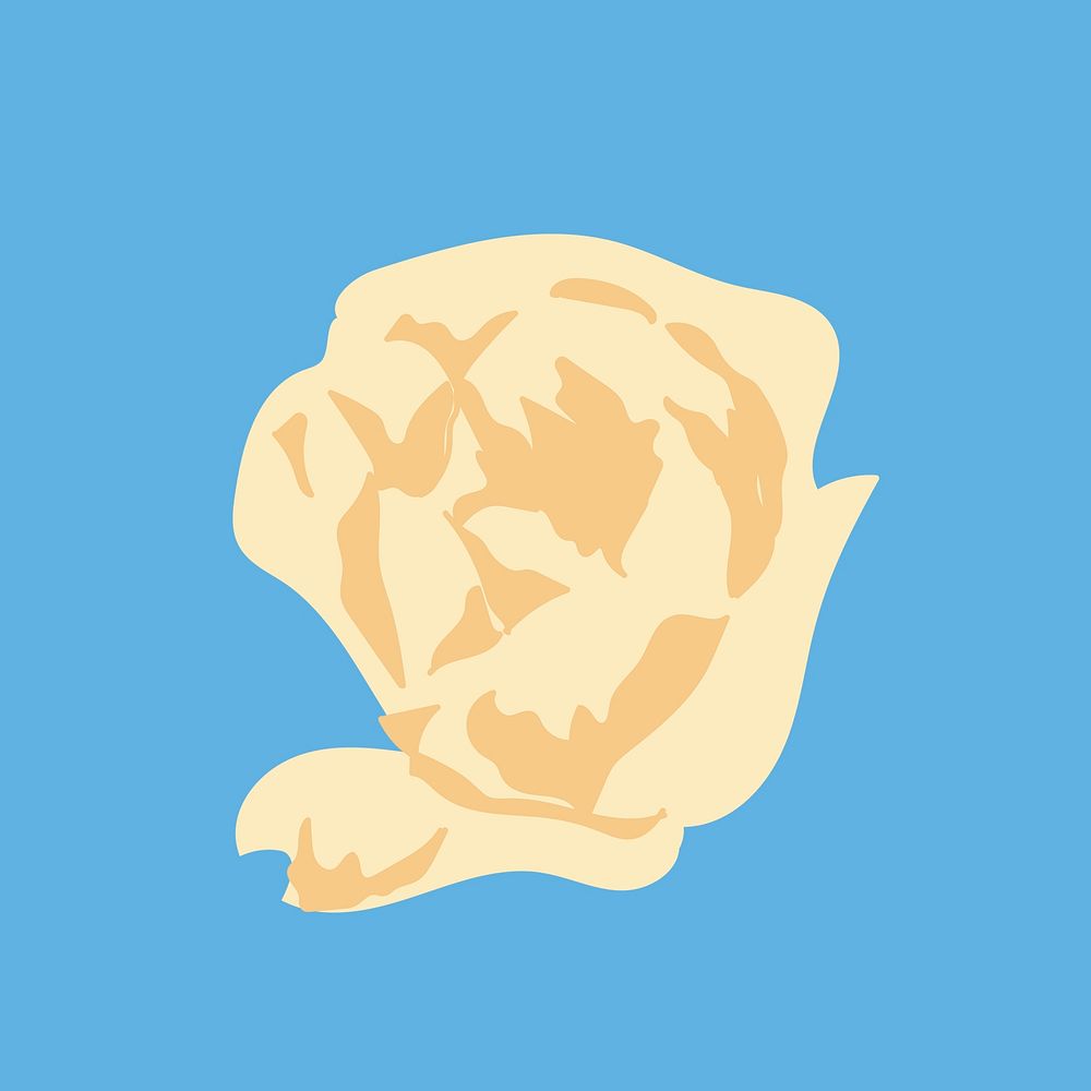Beige rose floral sticker vector on blue background