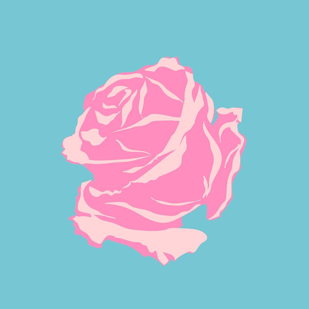 Pink rose floral sticker vector on blue background