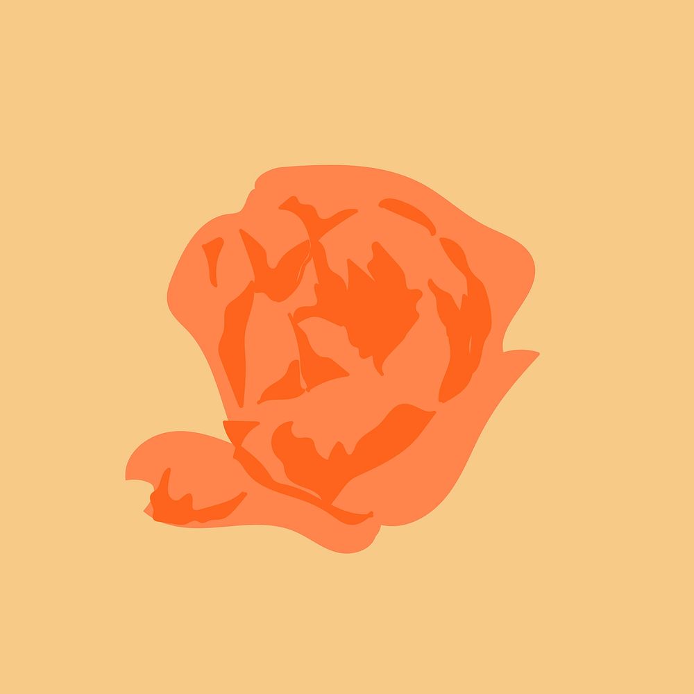 Orange rose floral sticker vector on beige background