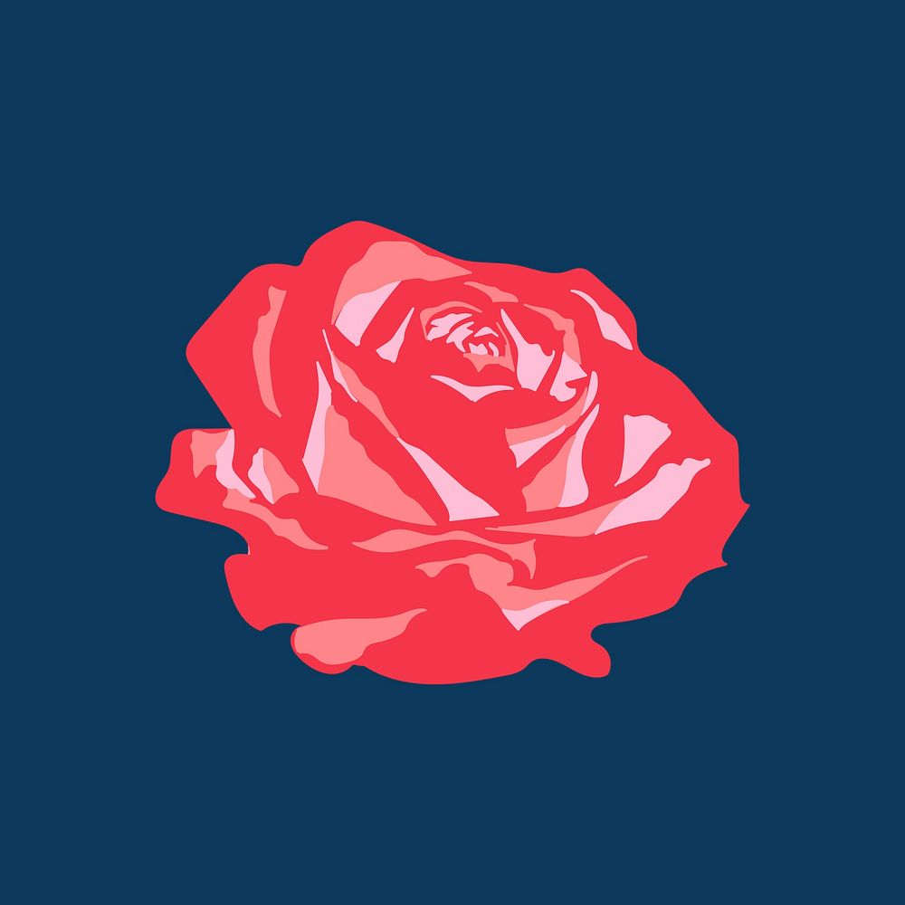 Red rose floral sticker vector on blue background
