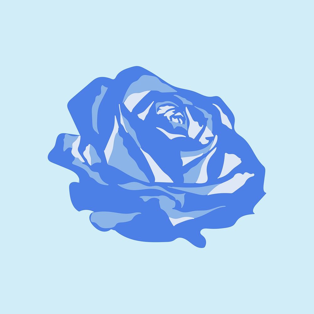 Blue rose floral sticker vector for diary