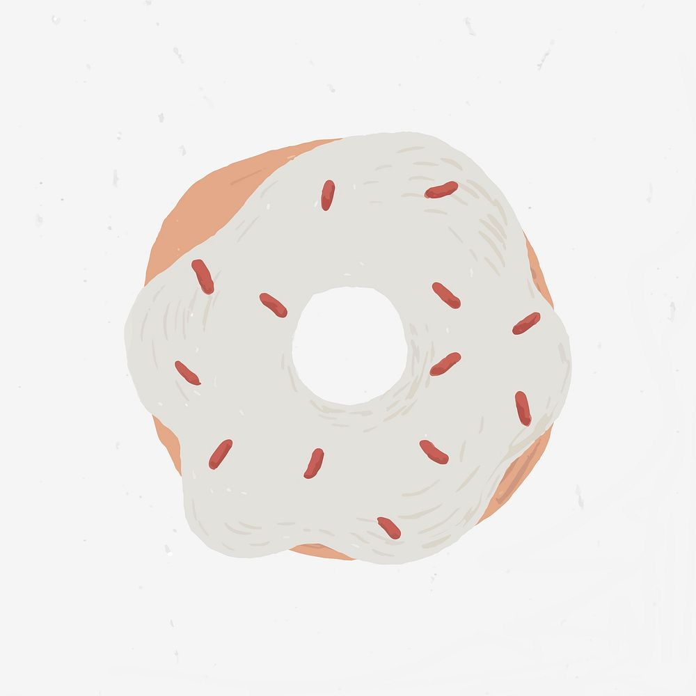 White sprinkle donut element vector cute hand drawn style