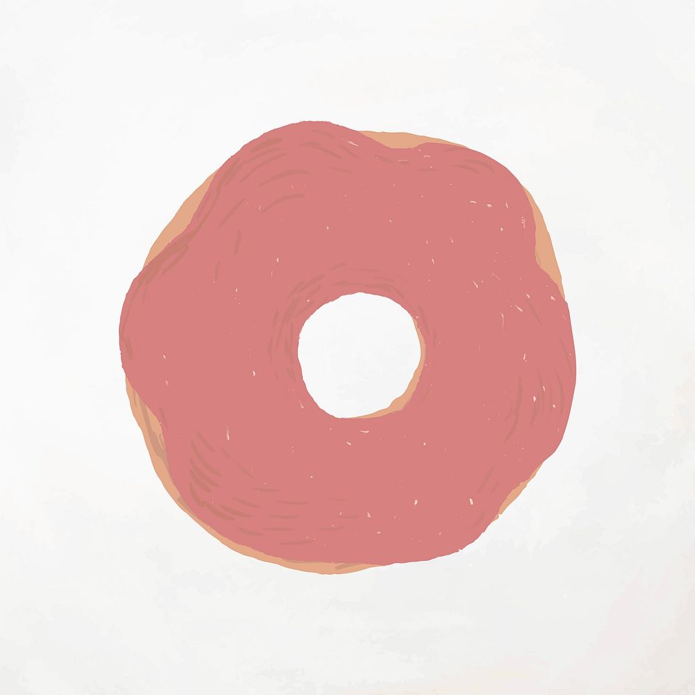 Strawberry frosted donut element vector cute hand drawn style