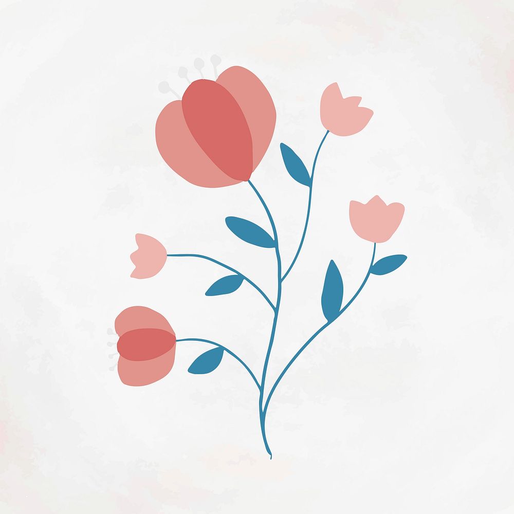 Blooming pink flower element vector feminine style