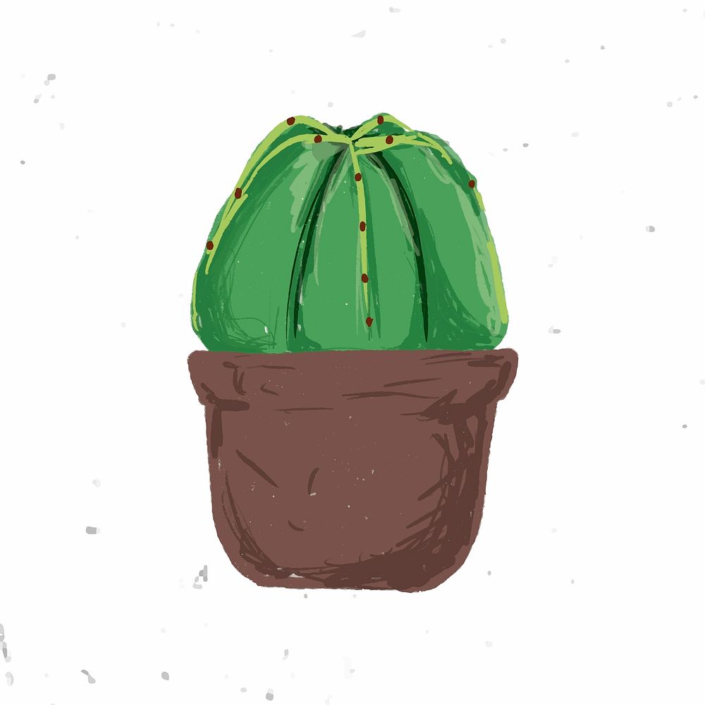 Cute potted plant element vector Astrophytum myriostigma in hand drawn style