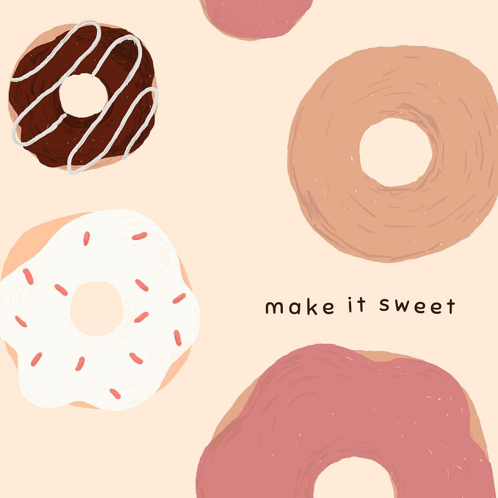 Cute donut template vector for social media post make it sweet