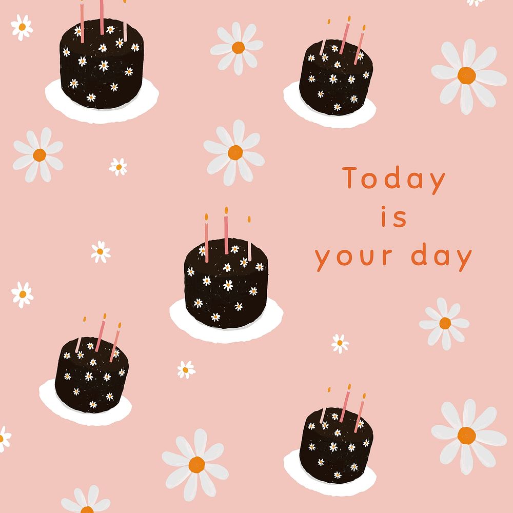 Birthday cake patterned template vector for social media post today is your day