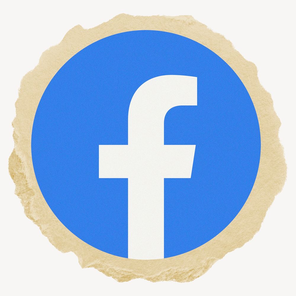 Facebook icon for social media in ripped paper design. 3 JUNE 2022 - BANGKOK, THAILAND
