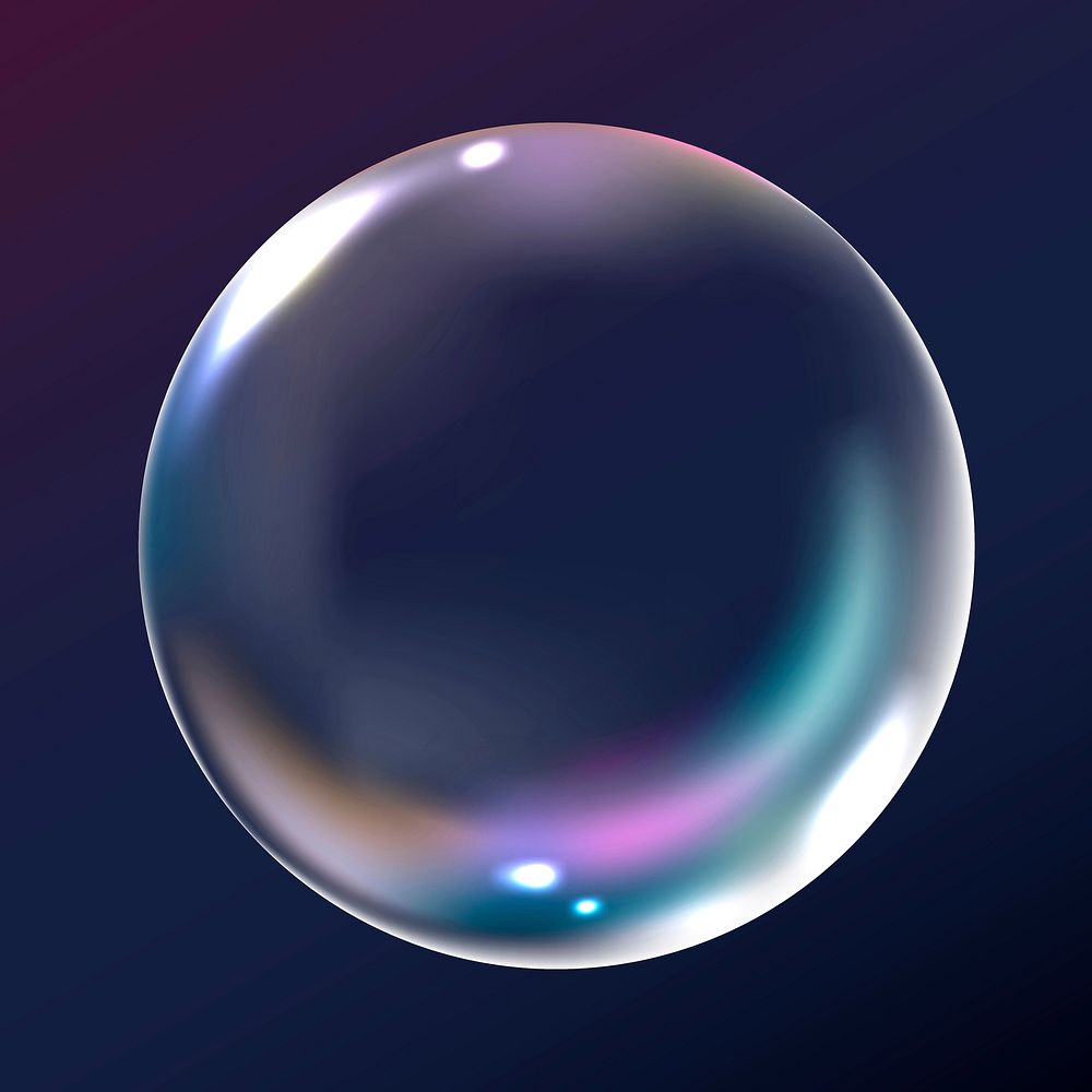 Clear bubble element vector in navy background