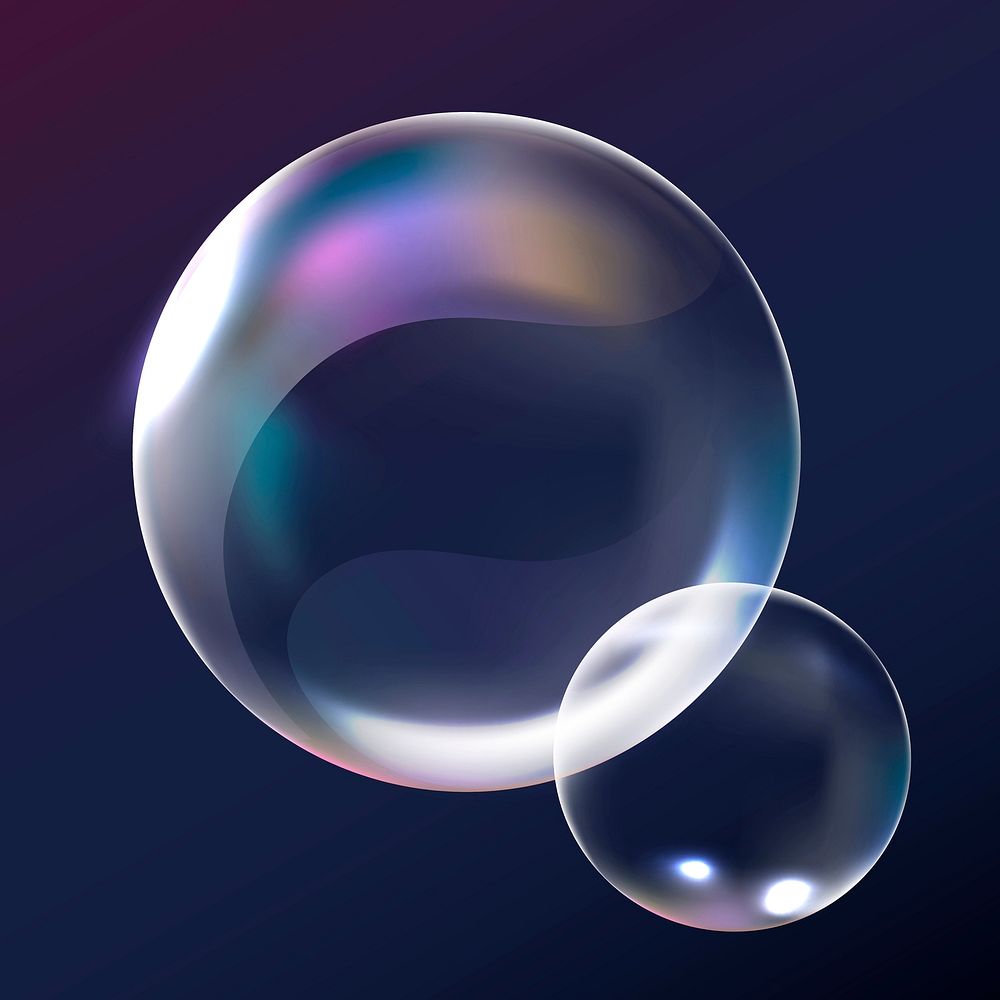 Clear bubble element vector in navy background
