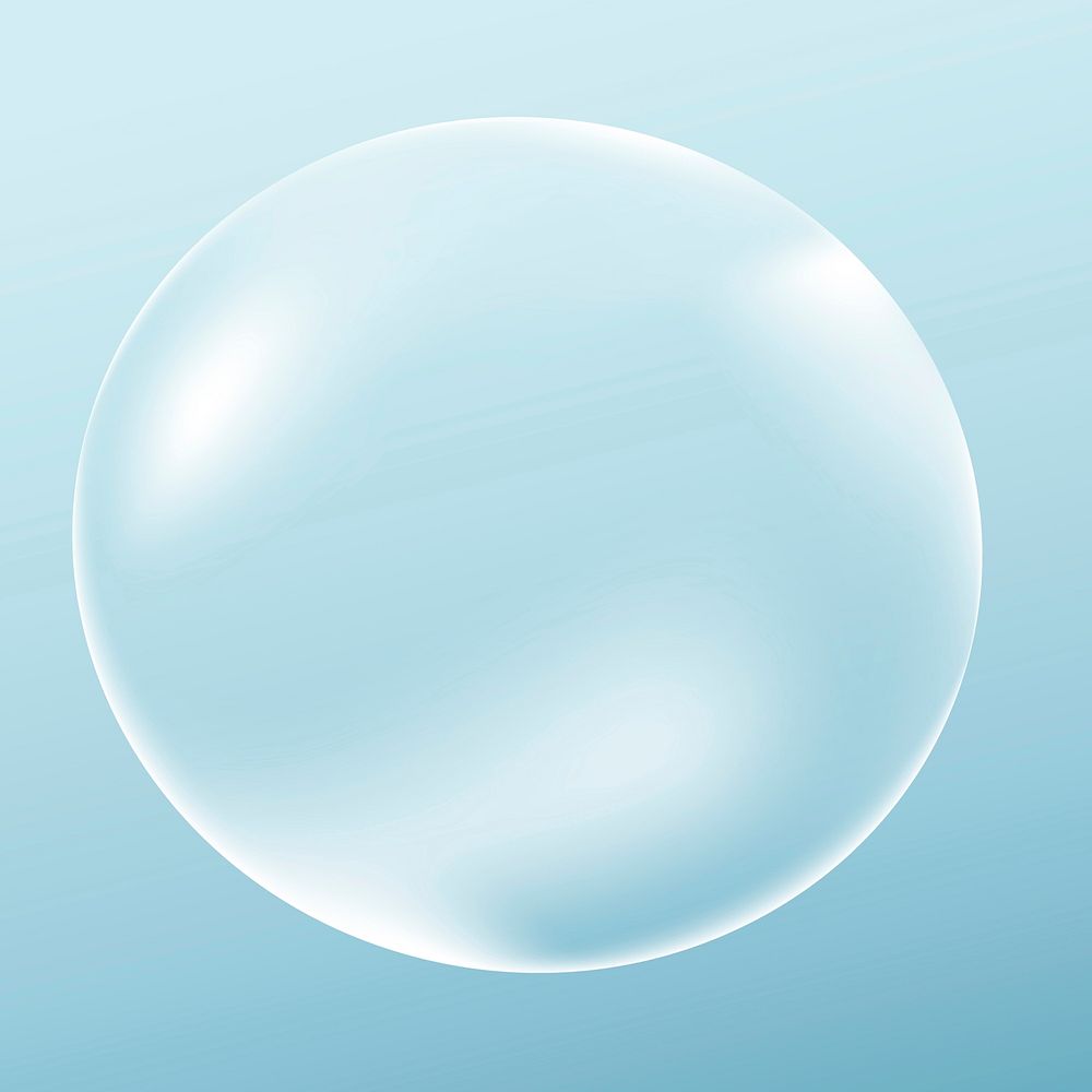Clear bubble design element vector in blue background