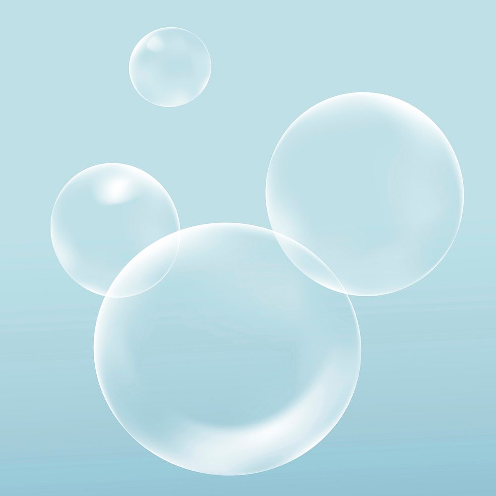 Clear bubble design element vector in blue background