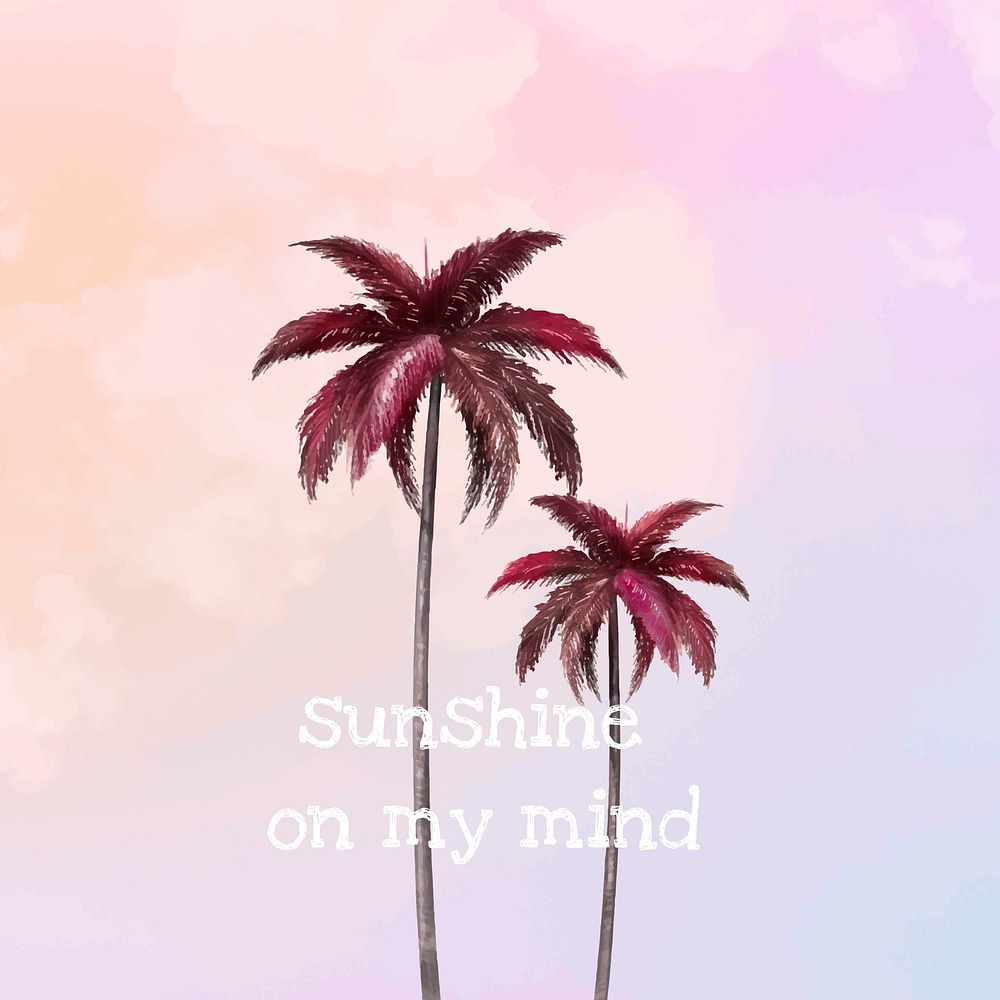Aesthetic palm tree vector template for social media post