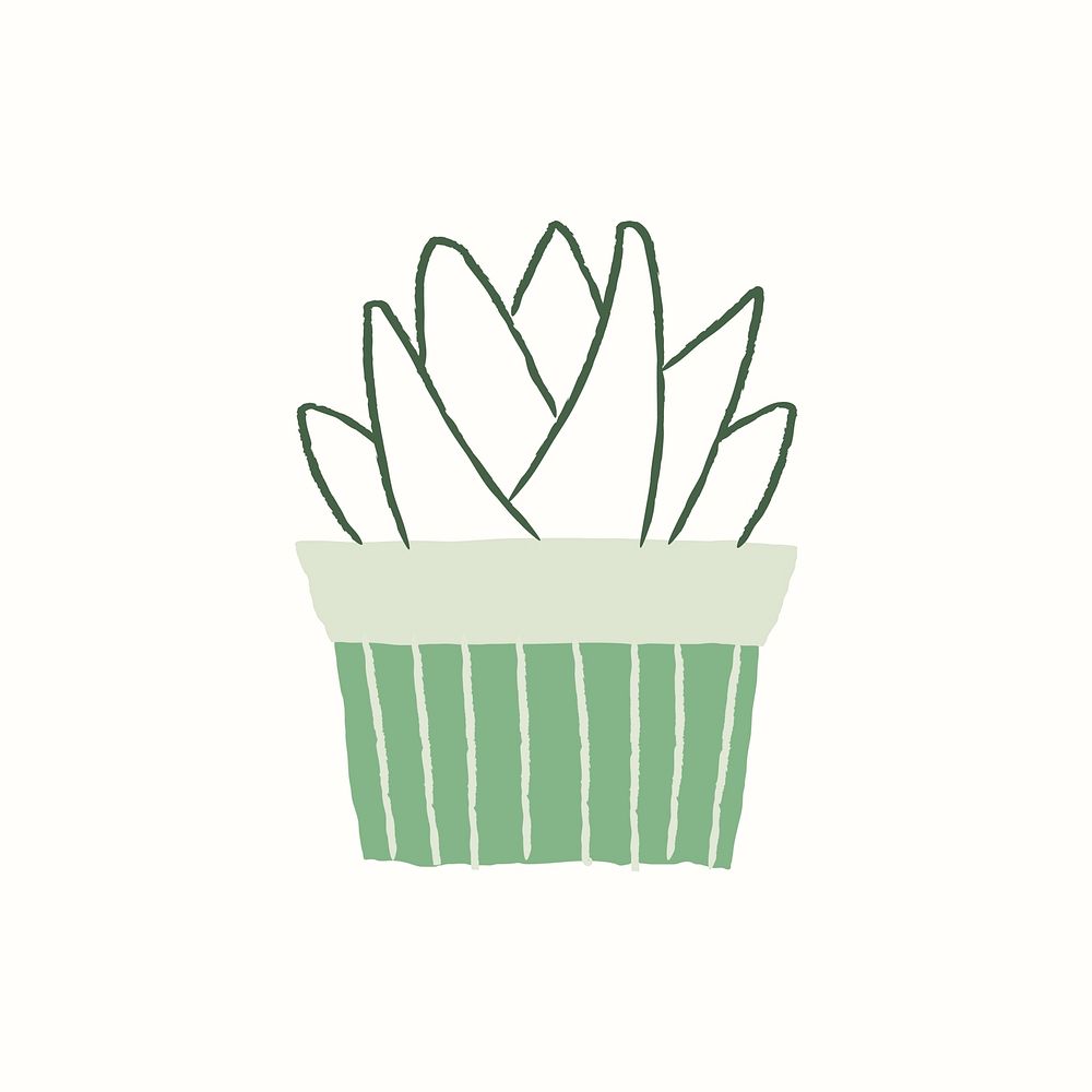 Green houseplant vector zebra succulent doodle