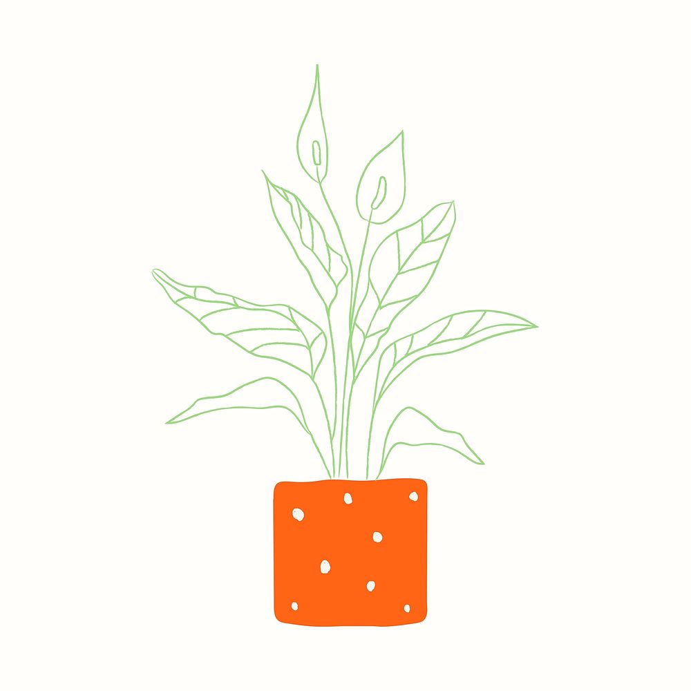 Potted houseplant vector simple doodle style