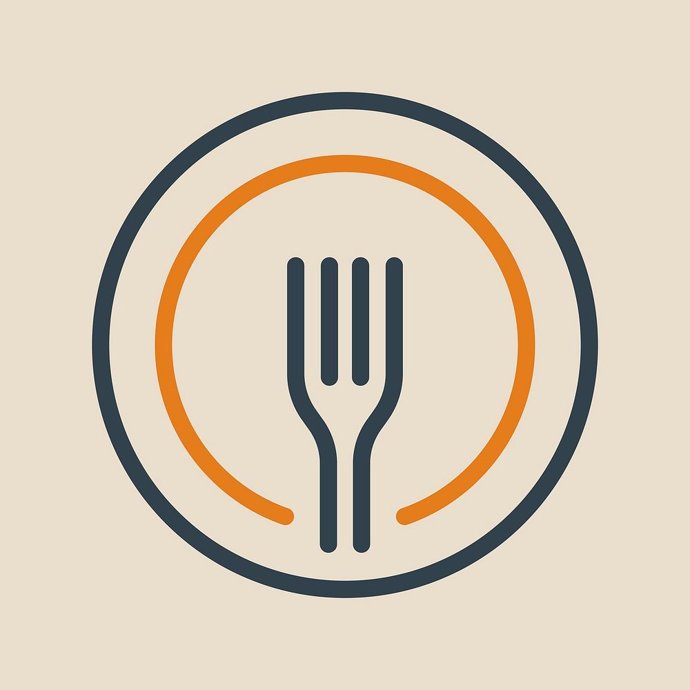 Restaurant logo design, plate vector minimal style