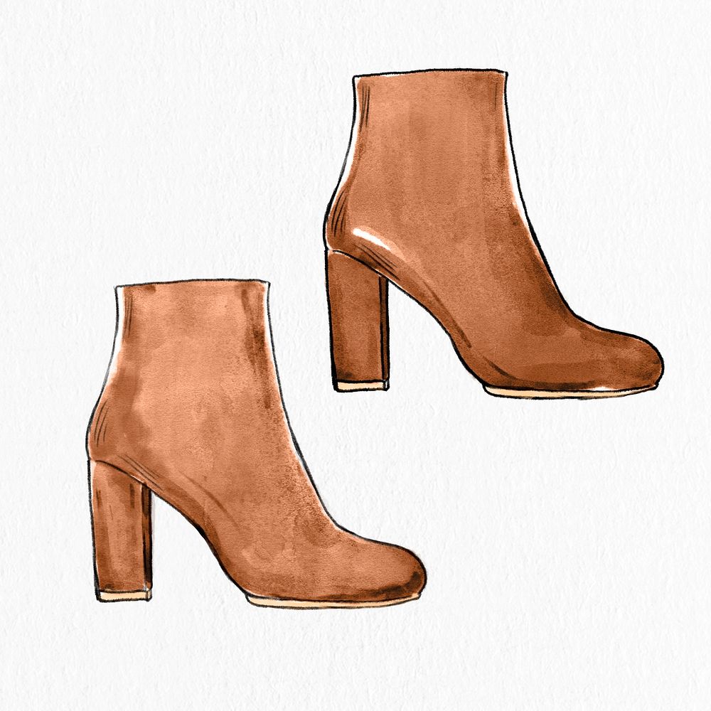 Women's boots hand drawn fashion illustration 