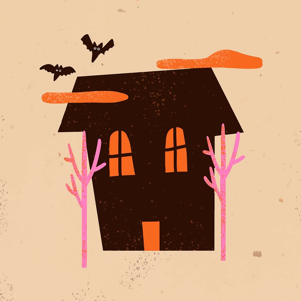 Halloween haunted house vector, cute illustration