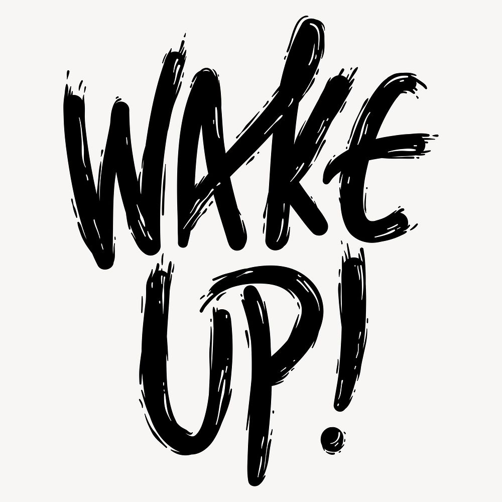 Wake up word collage element, typography psd
