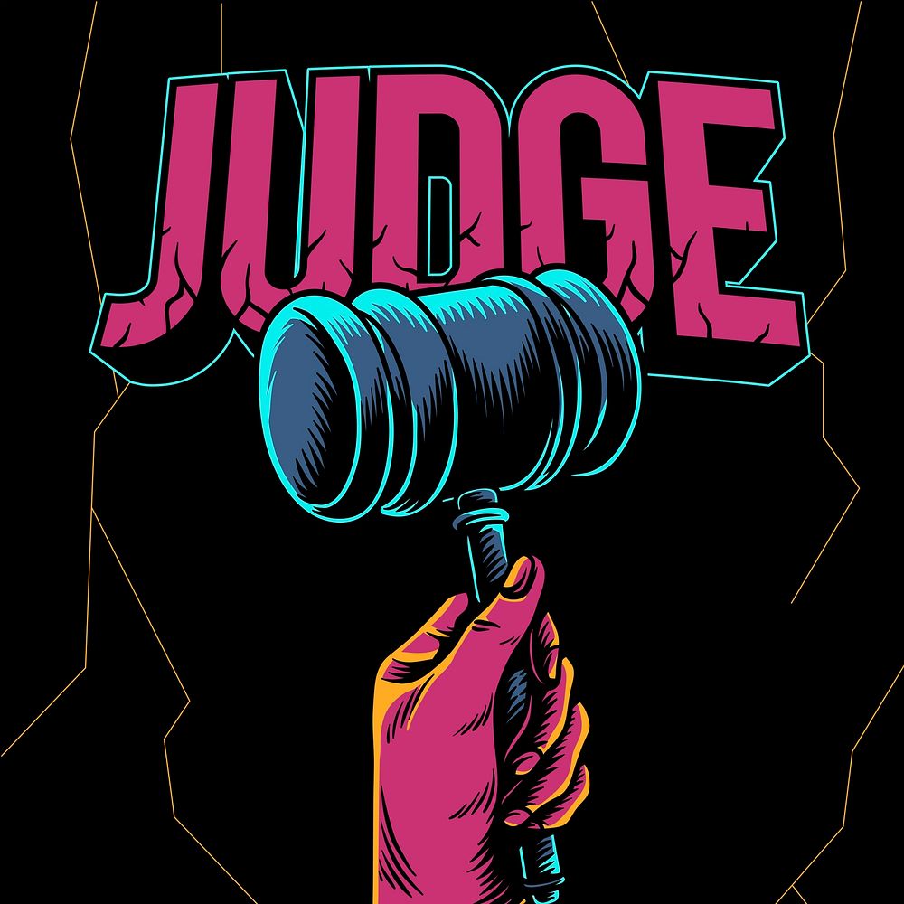 Judge gavel collage element, retro illustration psd