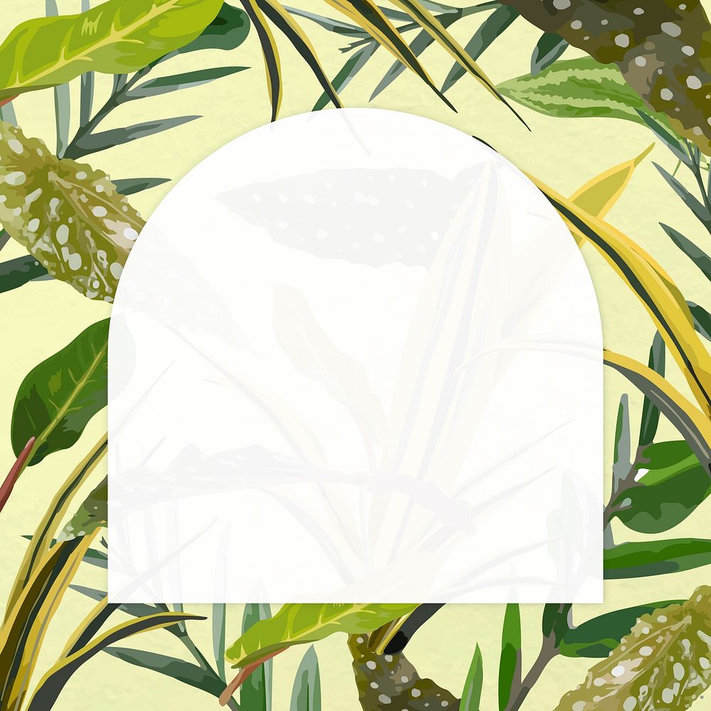 Tropical frame vector tropical background, green leaf border