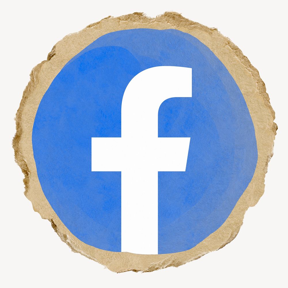 Facebook icon for social media in ripped paper design. 23 JUNE 2022 - BANGKOK, THAILAND