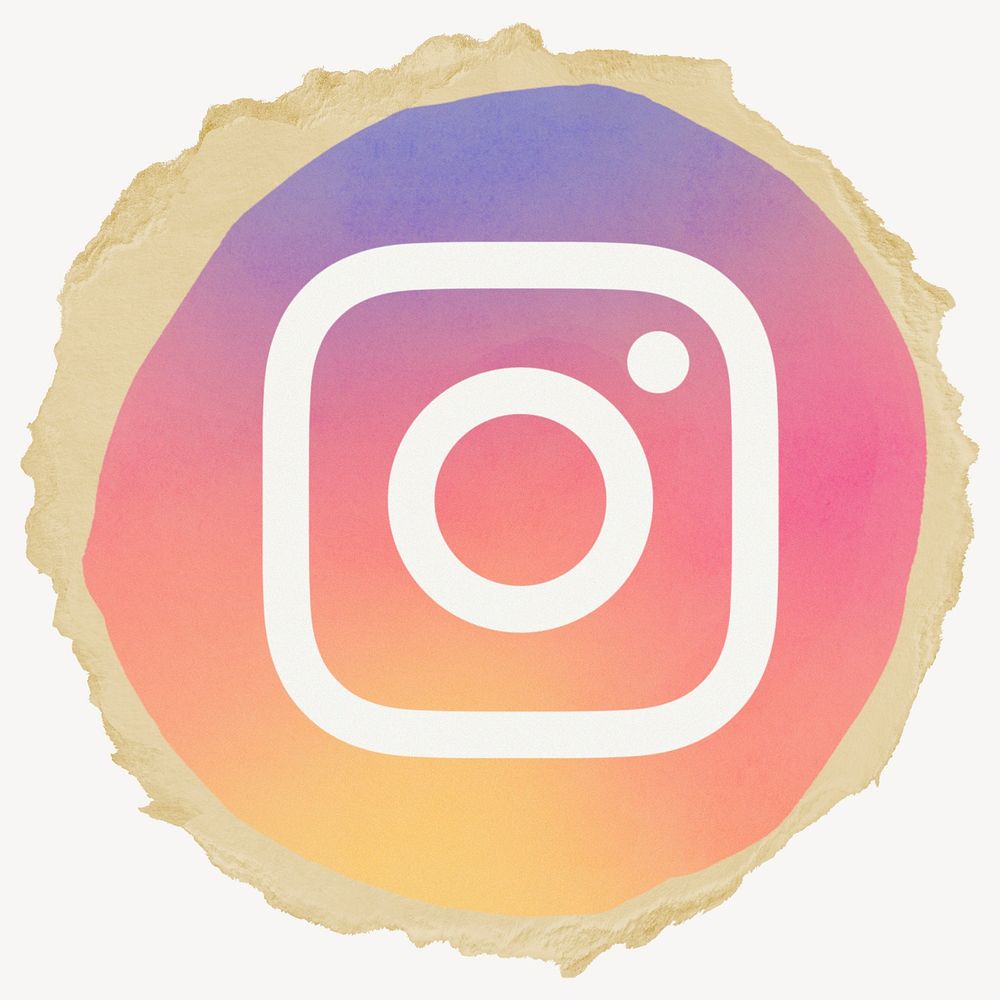 Instagram icon for social media in ripped paper design. 3 JUNE 2022 - BANGKOK, THAILAND