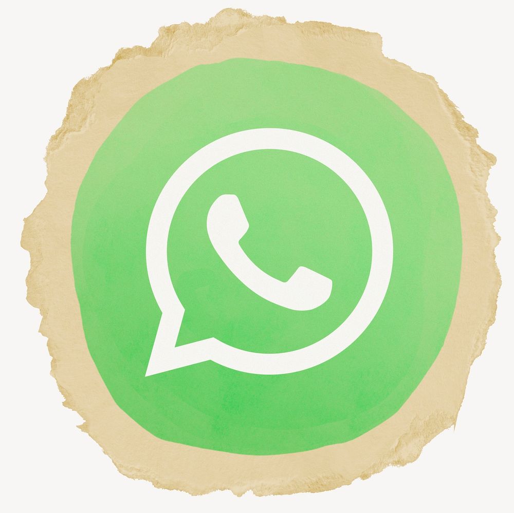 WhatsApp icon for social media in ripped paper design. 23 JUNE 2022 - BANGKOK, THAILAND