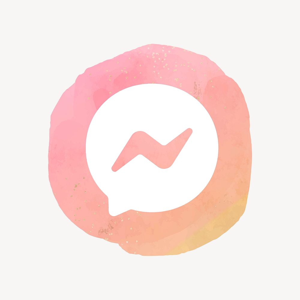 Facebook Messenger app icon vector with a watercolor graphic effect. 21 JULY 2021 - BANGKOK, THAILAND