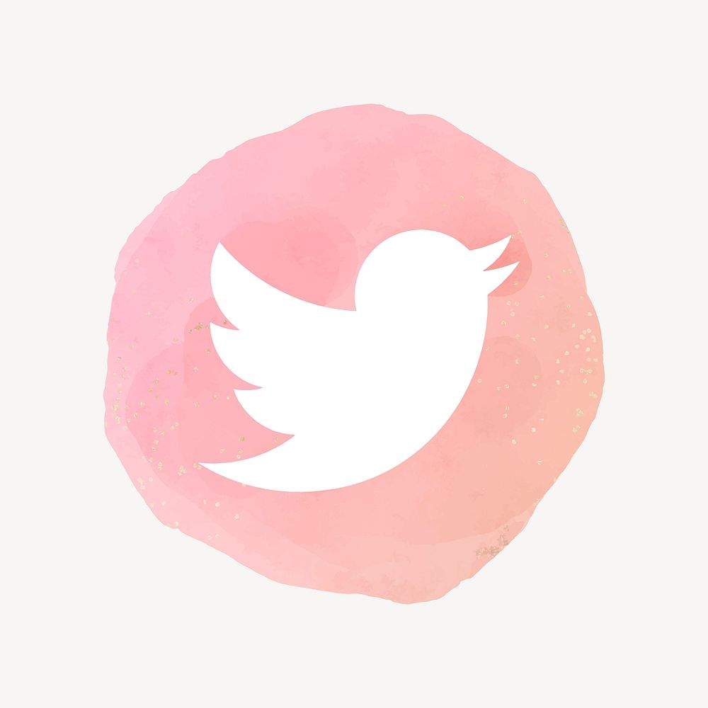 Twitter app icon vector with a watercolor graphic effect. 21 JULY 2021 - BANGKOK, THAILAND